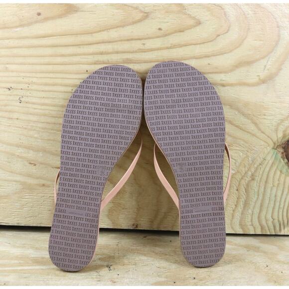 New Tkees Sandals Womens 11 Nude Brown Vegan Leather Flip Flops Slip Ons Brazil - Picture 5 of 6